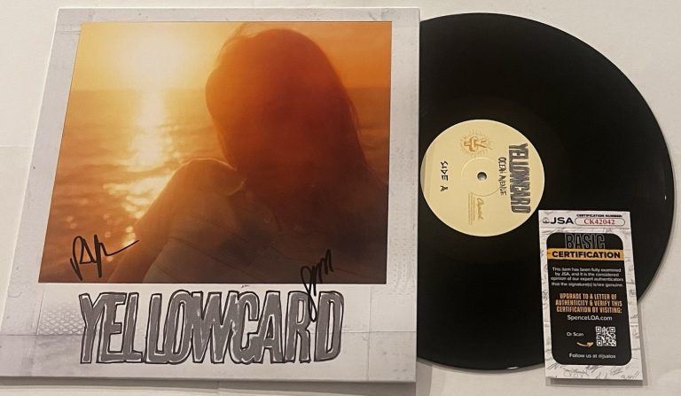 YELLOWCARD BAND SIGNED OCEAN AVENUE LP VINYL RECORD ALBUM RYAN KEY SEAN JSA COA