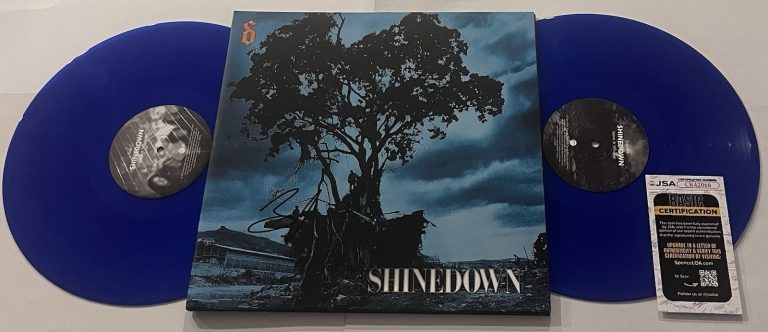 BRENT SMITH SHINEDOWN BAND SIGNED LEAVE A WHISPER LP VINYL RECORD ALBUM JSA COA