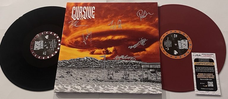CURSIVE BAND SIGNED DEVOURER LP VINYL RECORD ALBUM TIM KASHER +5 JSA COA
