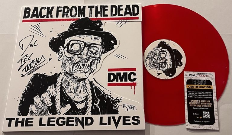 DMC SIGNED BACK FROM THE DEAD THE LEGEND LIVES LP VINYL RECORD ALBUM JSA COA