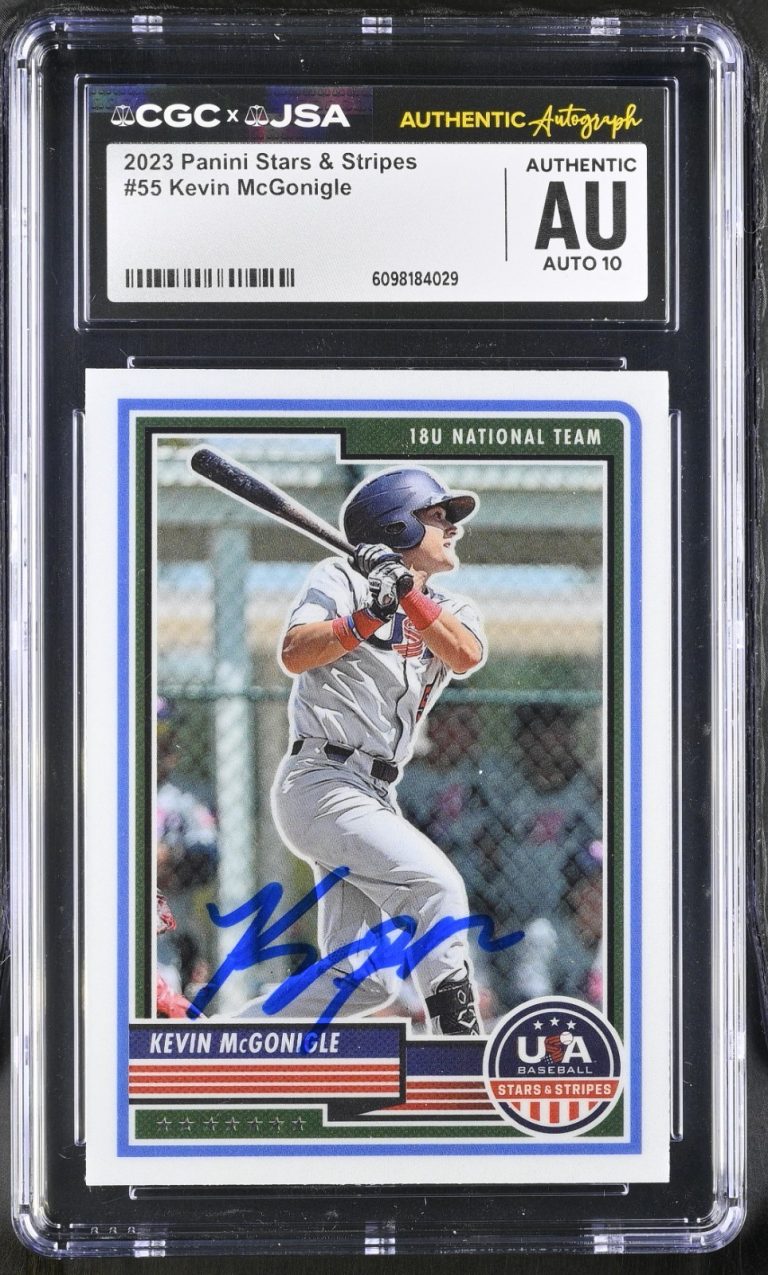 KEVIN MCGONIGLE SIGNED 2023 PANINI STARS & STRIPES CARD #55 CGC AU JSA 10 AUTO