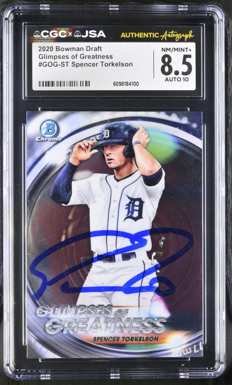 SPENCER TORKELSON SIGNED 2020 BOWMAN CHROME DRAFT CARD GOGST CGC 8.5 JSA 10 AUTO