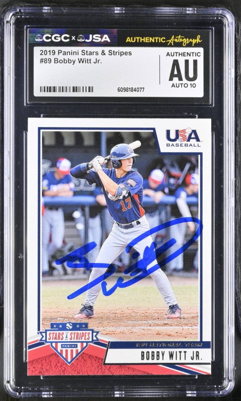 BOBBY WITT JR SIGNED 2019 PANINI STARS & STRIPES CARD #89 CGC AU JSA 10 AUTO