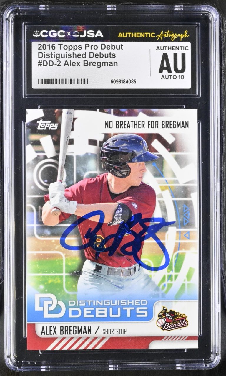 ALEX BREGMAN SIGNED 2016 TOPPS PRO DEBUT ROOKIE CARD #DD-2 CGC AU JSA 10 AUTO