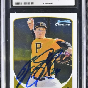 TYLER GLASNOW SIGNED 2013 BOWMAN CHROME ROOKIE CARD #BCP134 CGC 8 JSA AUTO