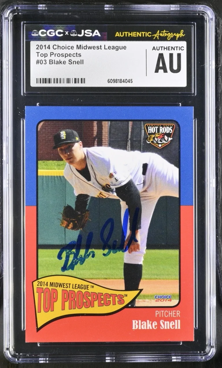 BLAKE SNELL SIGNED 2014 MIDWEST LEAGUE TOP PROSPECTS CARD #03 CGC AU JSA AUTO