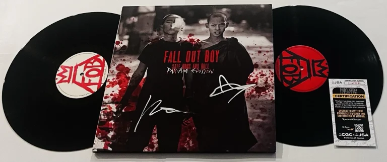 FALL OUT BOY SIGNED SAVE ROCK AND ROLL VINYL RECORD ALBUM PATRICK STUMP JSA COA