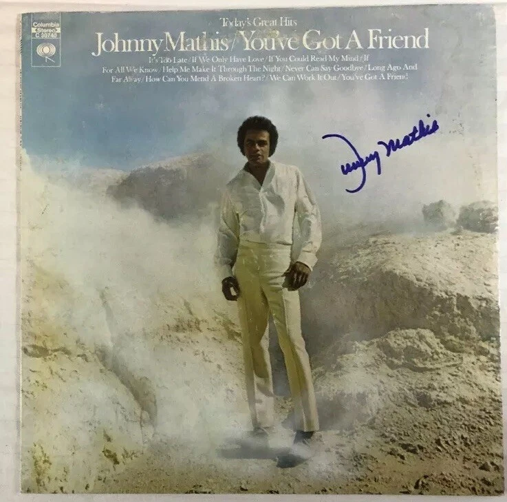 JOHNNY MATHIS HAND SIGNED ALBUM VINYL RECORD AUTOGRAPHED SINGER LEGEND RARE COA