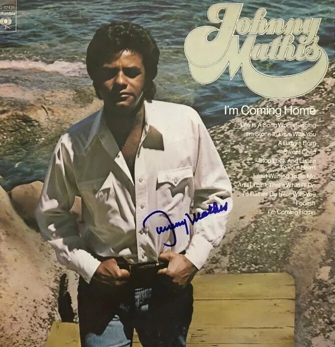 JOHNNY MATHIS HAND SIGNED ALBUM VINYL RECORD AUTOGRAPHED SINGER LEGEND RARE COA