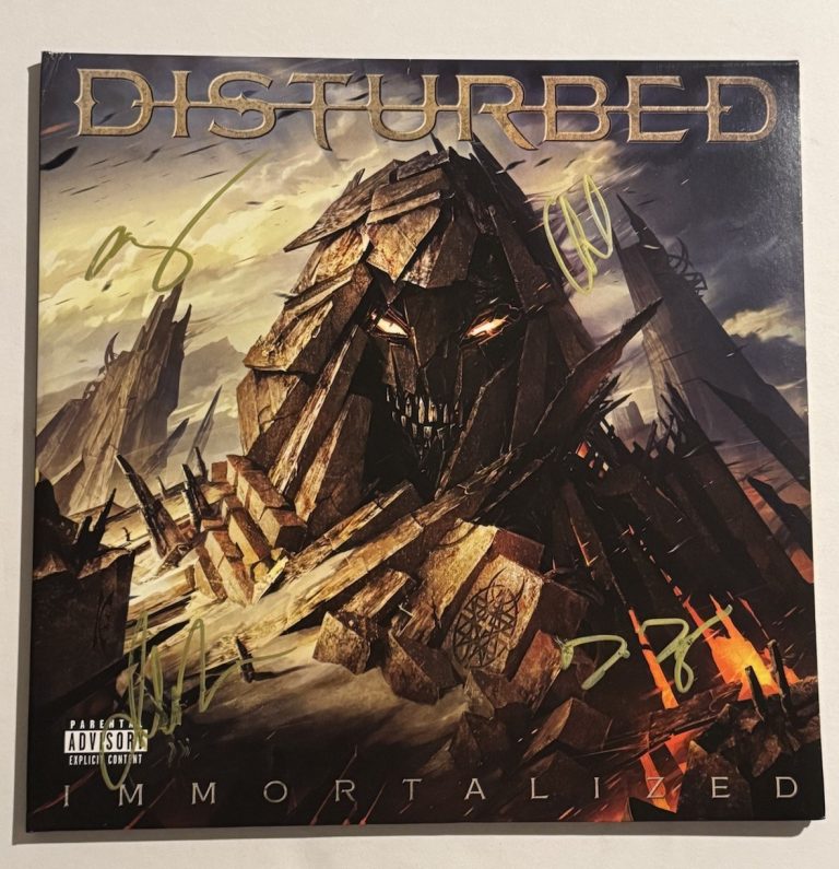 DISTURBED BAND SIGNED ALBUM VINYL RECORD FULL BAND AUTOGRAPHED DAVID DRAIMAN COA
