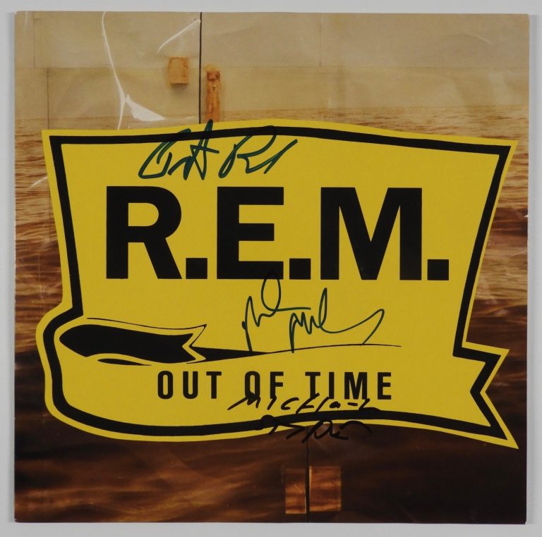 R.E.M. JSA Signed Autograph Record Album Vinyl Out Of Time Michael Stipe  +