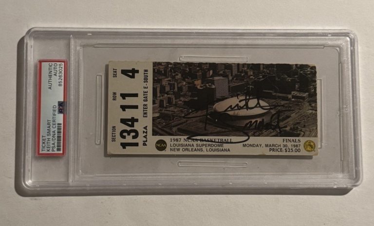 KEITH SMART HAND SIGNED 1987 INDIANA HOOSIERS CHAMPIONSHIP TICKET PSA/DNA COA