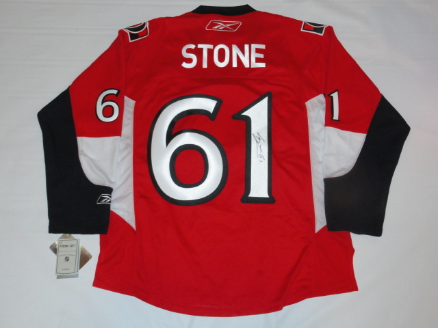 MARK STONE SIGNED #61 OTTAWA SENATORS HOME JERSEY EXACT PROOF JSA COA LICENSED