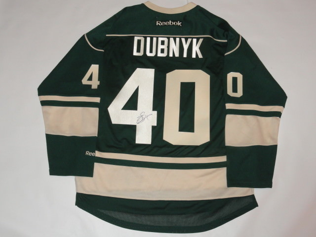DEVAN DUBNYK SIGNED REEBOK PREMIER MINNESOTA WILD 3RD JERSEY LICENSED JSA COA