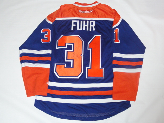 GRANT FUHR SIGNED REEBOK PREMIER EDMONTON OILERS #31 JERSEY LICENSED PSA COA