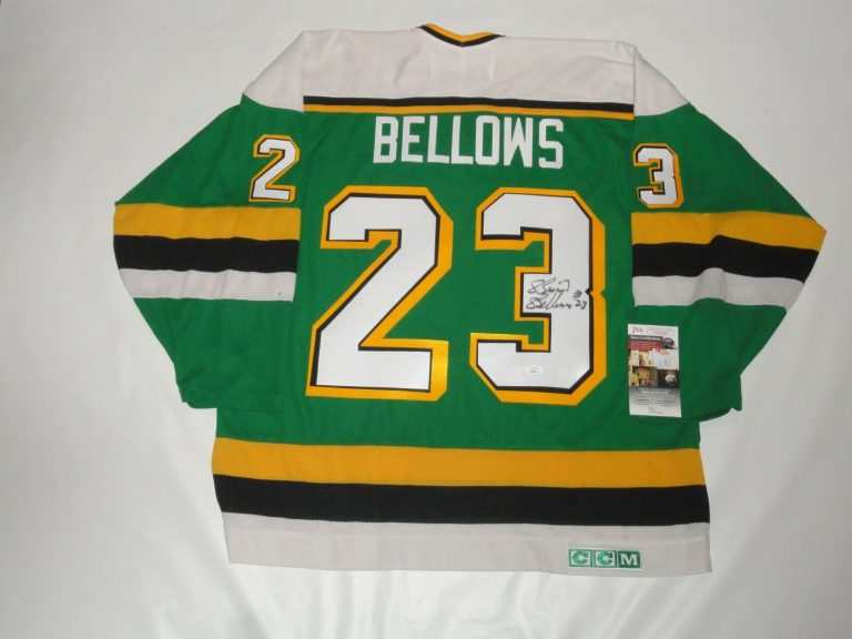 BRIAN BELLOWS SIGNED CCM MINNESOTA NORTH STARS JERSEY JSA COA LICENSED