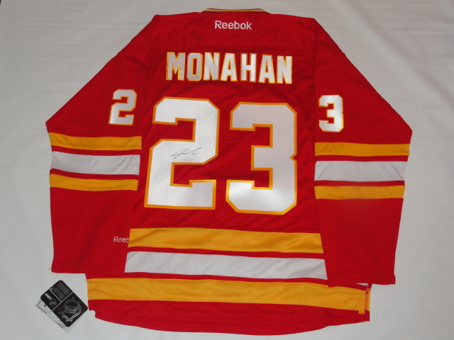 SEAN MONAHAN SIGNED CALGARY FLAMES #23 ALTERNATE JERSEY LICENSED PROOF JSA COA