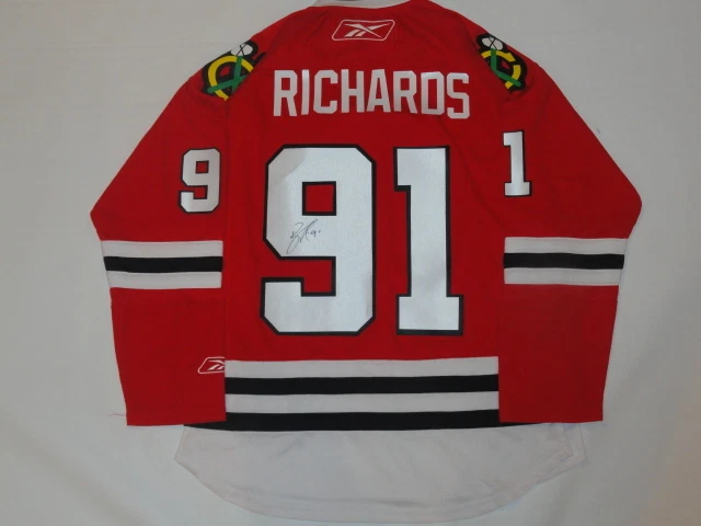 BRAD RICHARDS SIGNED 2015 STANLEY CUP BLACKHAWKS #91 JERSEY LICENSED JSA COA