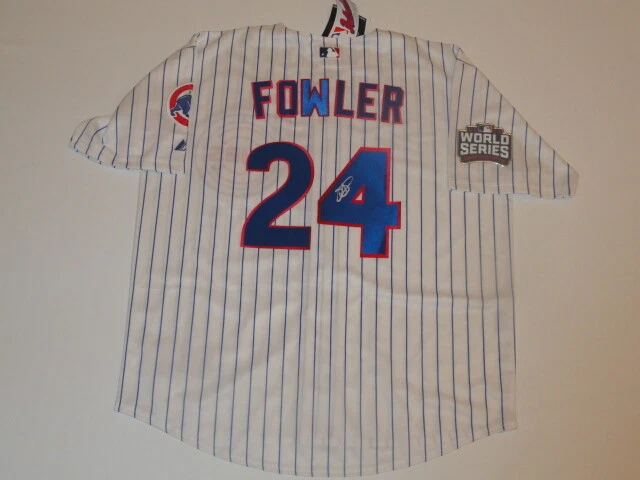 DEXTER FOWLER SIGNED #24 CHICAGO CUBS 2016 WORLD SERIES JERSEY LICENSED JSA COA