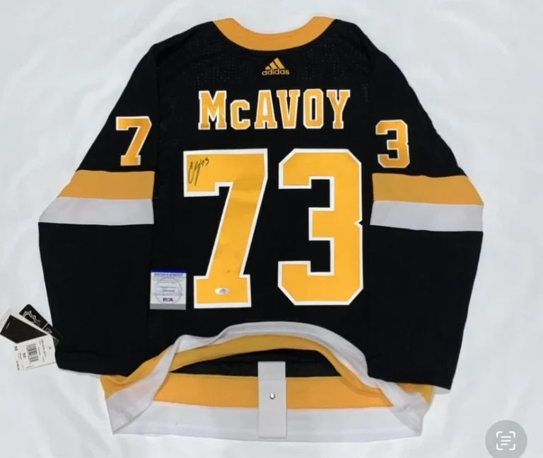 CHARLIE MCAVOY SIGNED ADIDAS CLIMALITE BOSTON BRUINS ALTERNATE JERSEY PSA COA