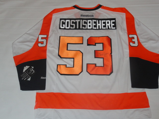 SHAYNE GOSTISBEHERE SIGNED #53 RBK PHILADELPHIA FLYERS JERSEY LICENSED JSA COA