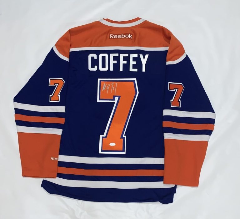 PAUL COFFEY SIGNED EDMONTON OILERS #7 HOME JERSEY LICENSED JSA COA