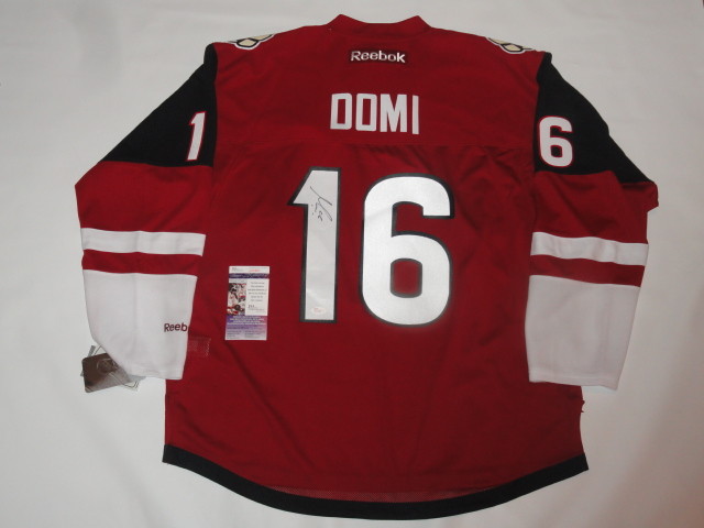 MAX DOMI SIGNED #16 REEBOK PREMIER ARIZONA COYOTES JERSEY JSA COA LICENSED