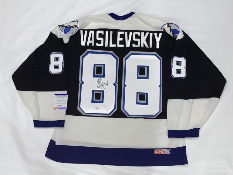 ANDREI VASILEVSKIY SIGNED VINTAGE CCM TAMPA BAY LIGHTNING JERSEY PSA COA