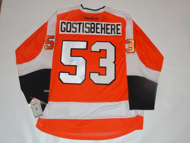 SHAYNE GOSTISBEHERE SIGNED #53 RBK PHILADELPHIA FLYERS JERSEY JSA COA LICENSED 1