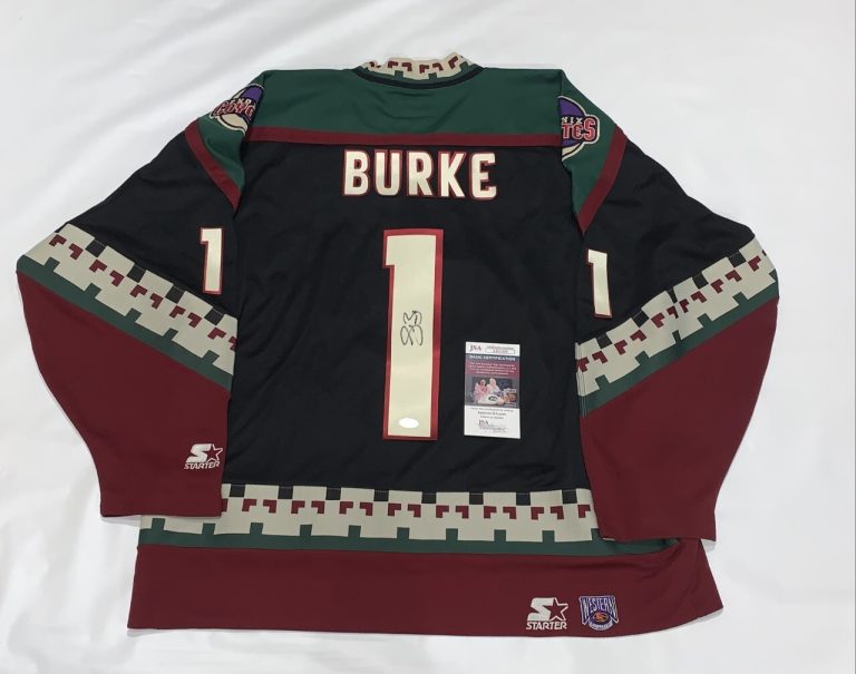 SEAN BURKE SIGNED VINTAGE PHOENIX COYOTES #1 JERSEY LICENSED JSA COA