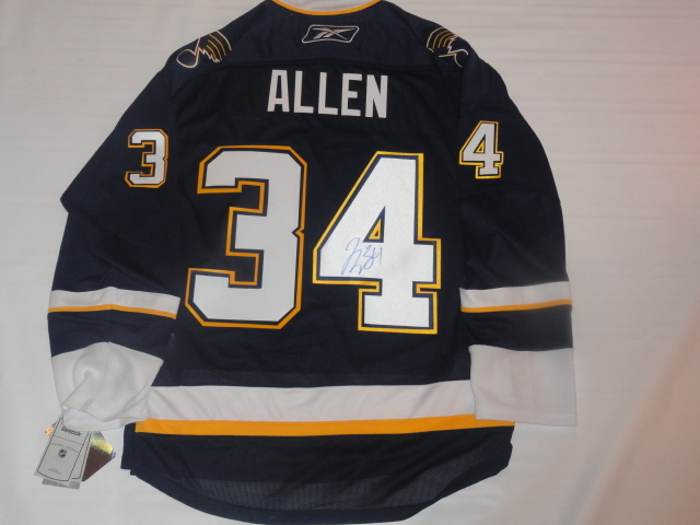 JAKE ALLEN SIGNED RBK ST. LOUIS BLUES ALTERNATE JERSEY PROOF LICENSED JSA COA
