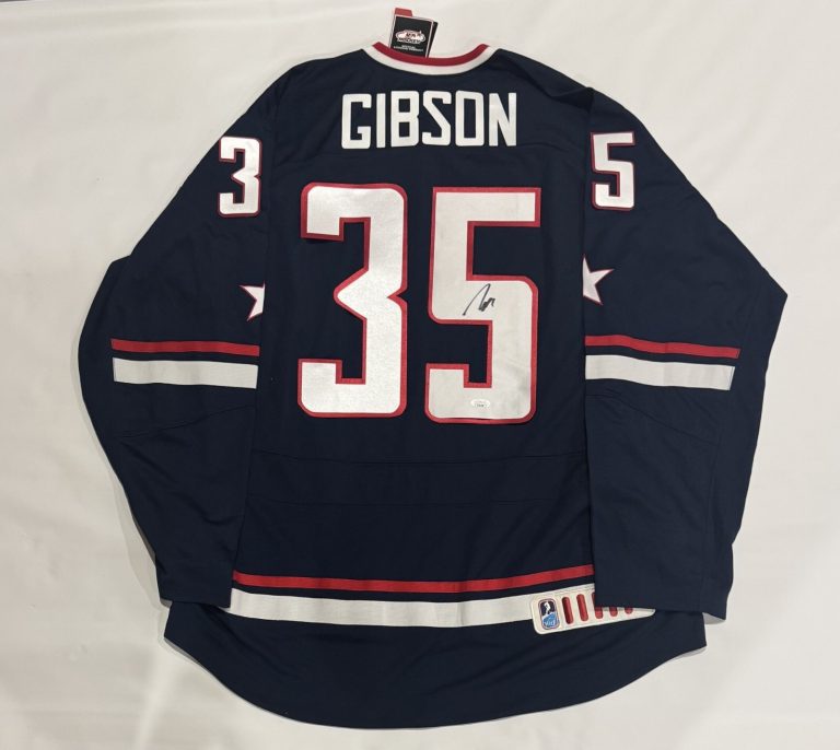 JOHN GIBSON SIGNED 2013 TEAM USA WORLD JUNIORS HOCKEY JERSEY MVP JSA COA
