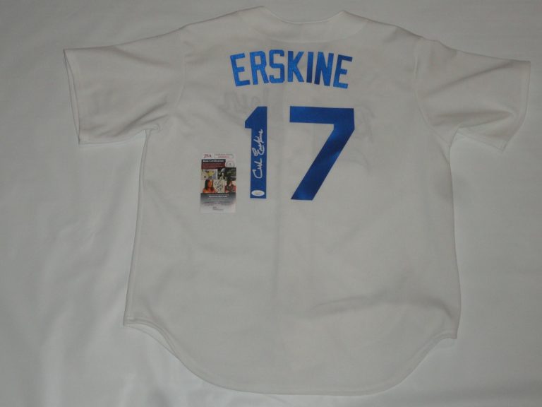 CARL ERSKINE SIGNED MAJESTIC BROOKLYN DODGERS JERSEY JSA COA LICENSED