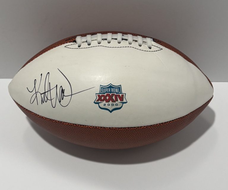KURT WARNER SIGNED FOOTBALL ST. LOUIS RAMS SUPER BOWL XXXIV PROOF