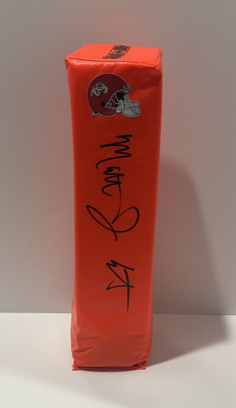 MATT ENTZ SIGNED TOUCHDOWN PYLON FRESNO ST. BULLDOGS STATE FOOTBALL PROOF