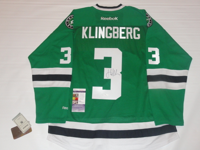 JOHN KLINGBERG SIGNED #3 REEBOK PREMIER DALLAS STARS NEW JERSEY LICENSED JSA COA