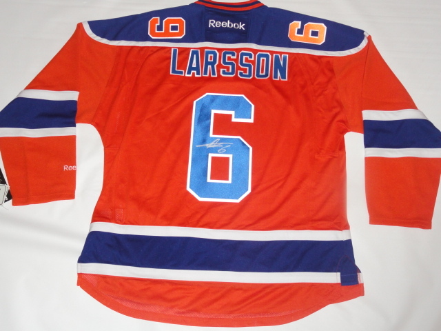 ADAM LARSSON SIGNED EDMONTON OILERS #6 ALTERNATE JERSEY LICENSED JSA COA