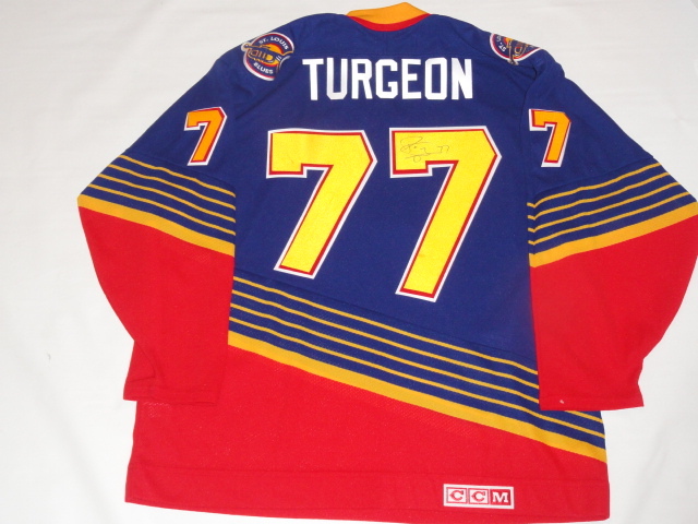 PIERRE TURGEON SIGNED #77 VINTAGE CCM  ST. LOUIS BLUES JERSEY LICENSED PSA COA