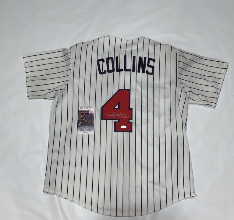 TIMOTHY BUSFIELD SIGNED MINNESOTA TWINS #4 LOU COLLINS JERSEY JSA COA LICENSED