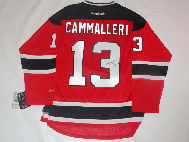 MIKE CAMMALLERI SIGNED #13 RBK NEW JERSEY DEVILS JERSEY PROOF LICENSED JSA COA