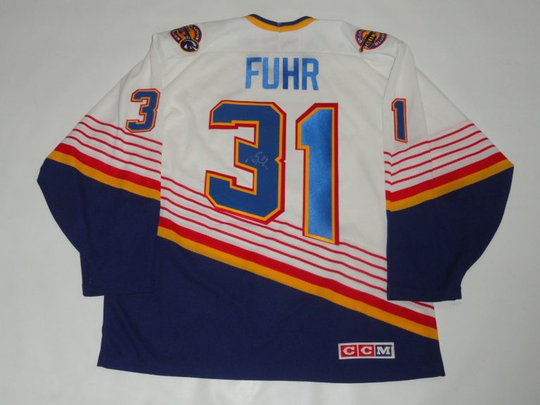 GRANT FUHR SIGNED #31 CCM ST. LOUIS BLUES JERSEY PROOF HOF LICENSED PSA COA