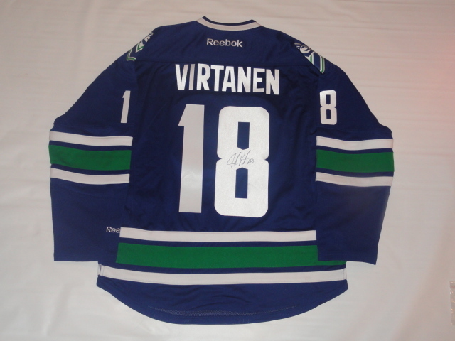 JAKE VIRTANEN SIGNED RBK VANCOUVER CANUCKS ALTERNATE JERSEY JSA COA LICENSED