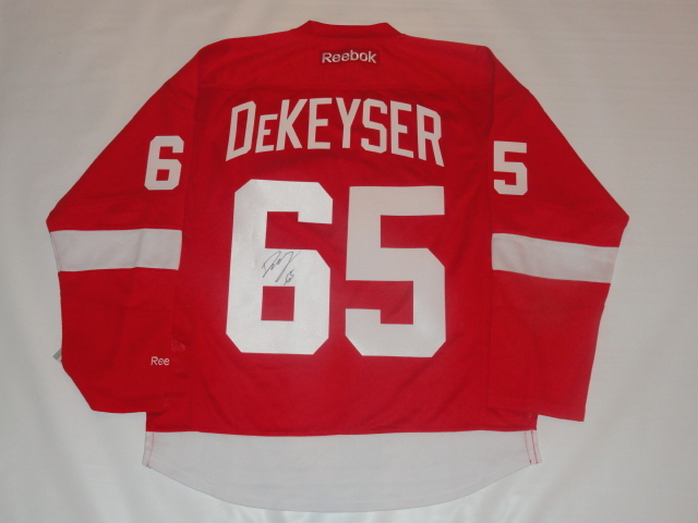 DANNY DEKEYSER SIGNED RBK DETROIT RED WINGS HOME JERSEY LICENSED JSA COA