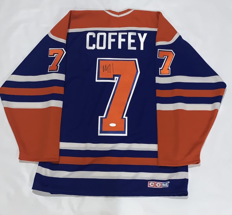 PAUL COFFEY SIGNED CCM EDMONTON OILERS #7 HOME JERSEY LICENSED JSA COA
