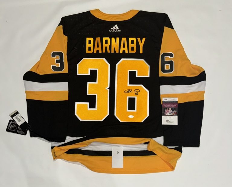 MATTHEW BARNABY SIGNED ADIDAS PRIMEGREEN PITTSBURGH PENGUINS JERSEY JSA COA