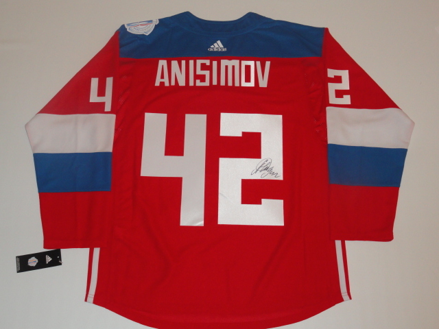 ARTEM ANISIMOV SIGNED 2016 RUSSIA WORLD CUP OF HOCKEY JERSEY LICENSED JSA COA