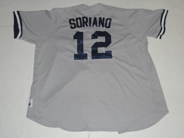 ALFONSO SORIANO SIGNED #12 NEW YORK YANKEES GRAY JERSEY AUTOGRAPHED LICENSED