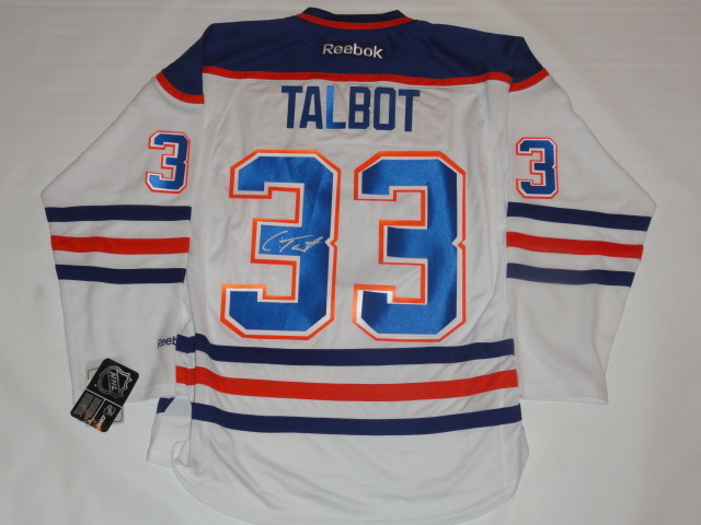 CAM TALBOT SIGNED EDMONTON OILERS #33 ROAD JERSEY LICENSED AUTOGRAPHED JSA COA