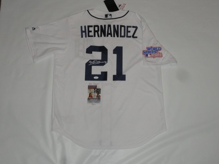 WILLIE HERNANDEZ SIGNED DETROIT TIGERS 1984 WORLD SERIES JERSEY LICENSED JSA COA