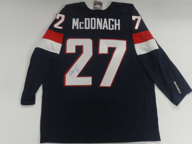 RYAN MCDONAGH SIGNED 2014 TEAM USA OLYMPIC JERSEY SOCHI LICENSED RANGERS JSA COA